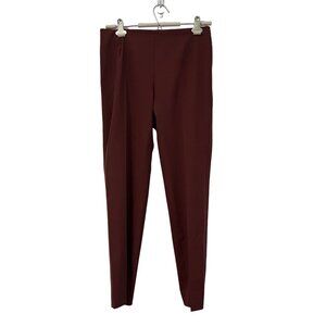 Lafayette 148 NY Womens Maroon Chrystie Virgin Wool Skinny Trouser Pants Size 4